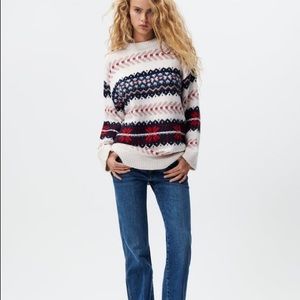 Fair isle knit jacquard sweater